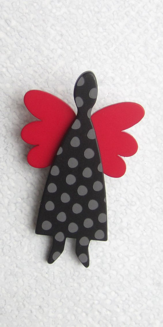 Ängel Svart Röd Prick