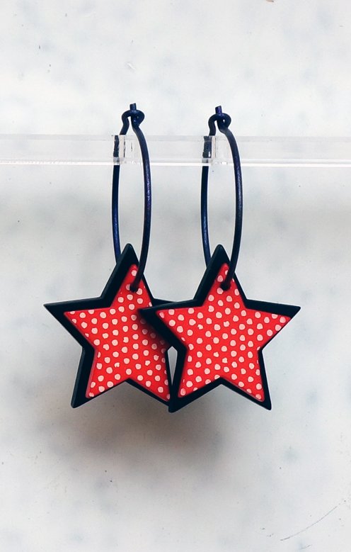 Stjärna Svart Rödvit