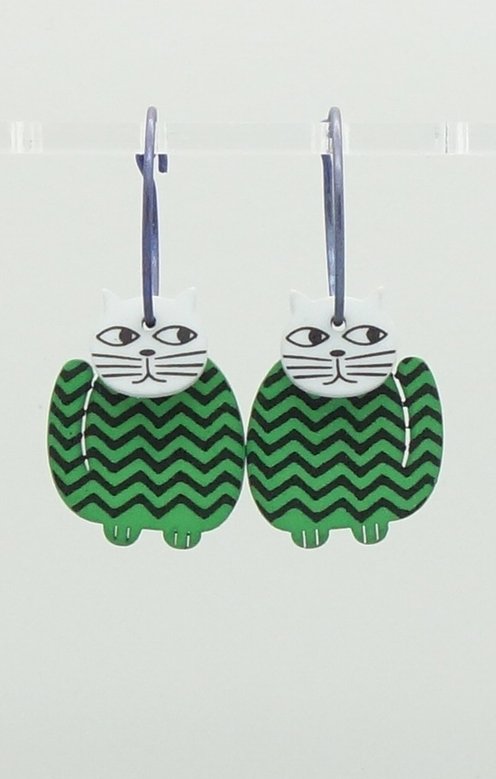 Katt Stor Grön Grå