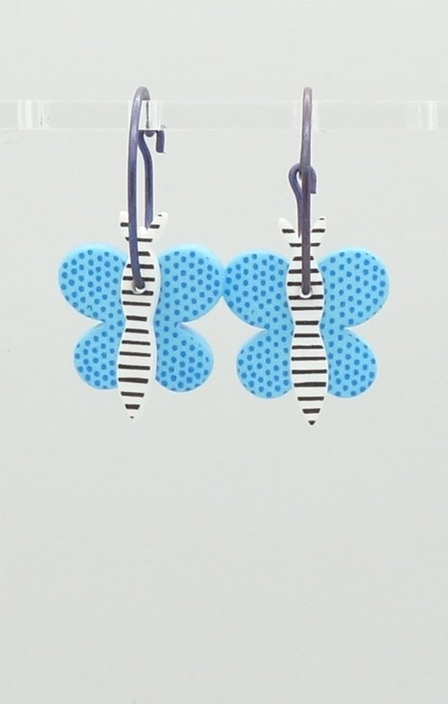 Fjäril Turkos Vitsvart