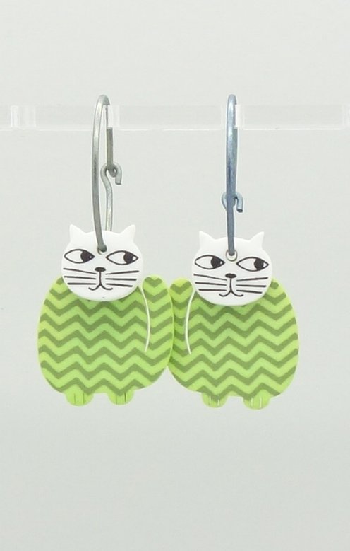 Katt Stor Lime Vit